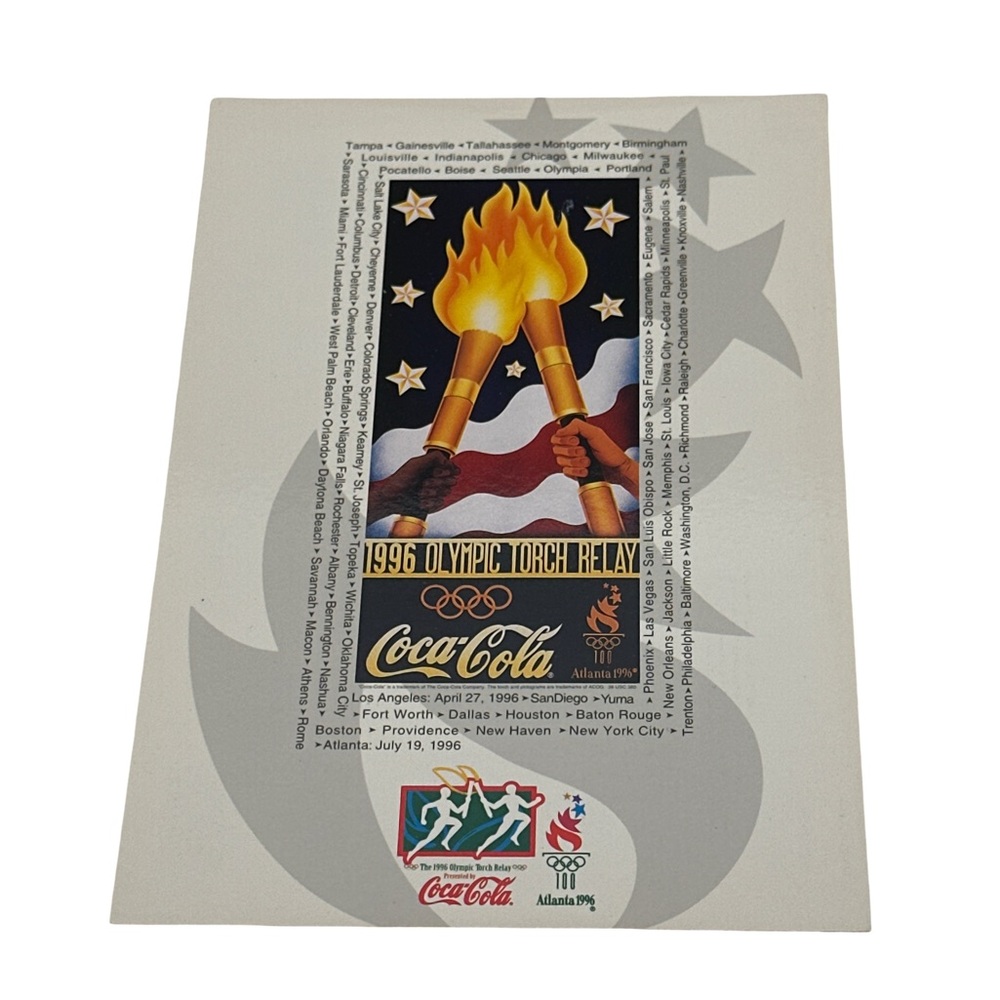 1996 Atlanta Olympics Coca Cola Olympic Torch Relay Vintage Card